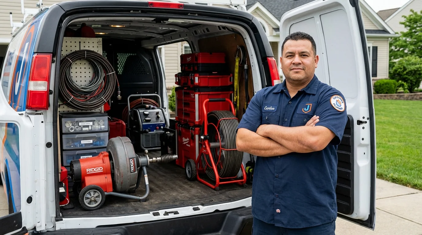 Professional drain cleaning equipment and Johns Plumbing LLC plumber in Holyoke