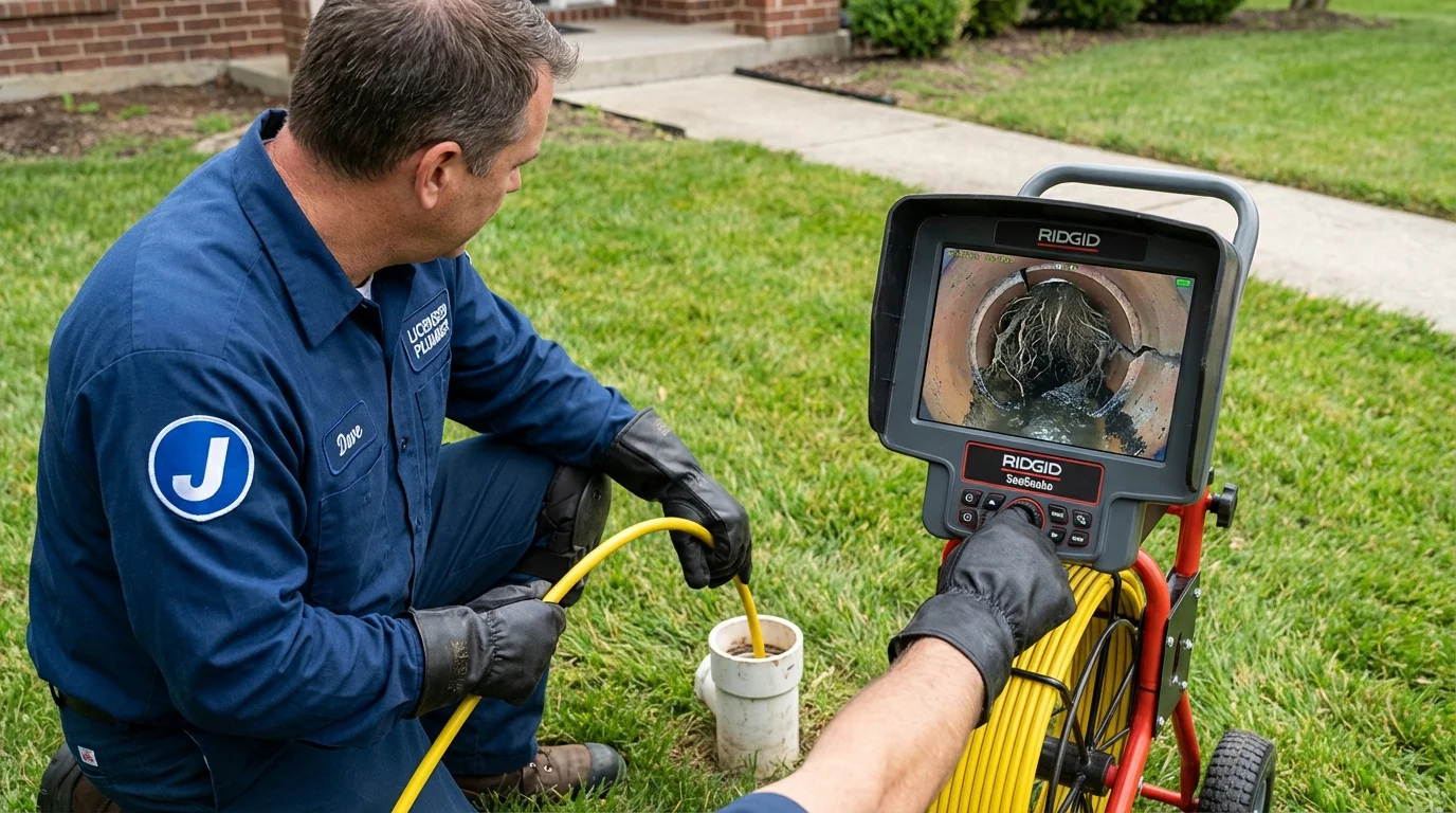 Sewer camera inspection being performed by Johns Plumbing LLC in Holyoke
