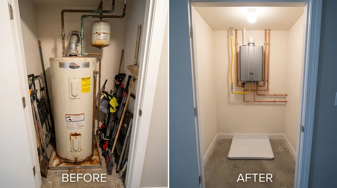 Tank water heater versus wall-mounted tankless unit comparison for Holyoke, CO homeowners